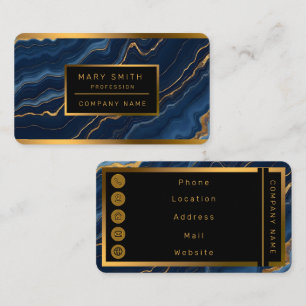 Tarjeta De Visita Colección moderna de mármol de oro azul de la mari