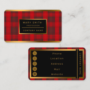 Tarjeta De Visita Colección moderna de Tartán Tartán, trenzado rojo 