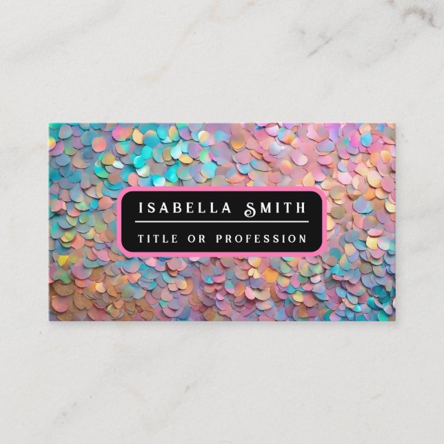 Tarjeta De Visita Colección moderna holográfica purpurina Opal (Anverso)