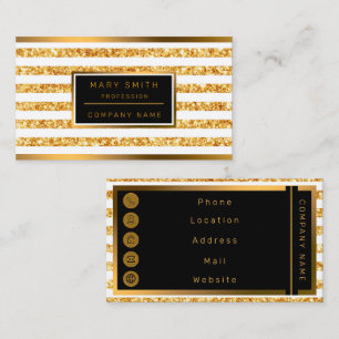 Tarjeta De Visita Colección popular Boho Purpurina horizontal dorado