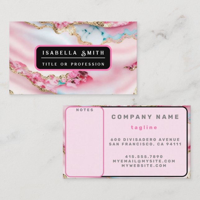 Tarjeta De Visita Colección popular de ácaros de mármol rosa claro a (Anverso / Reverso)