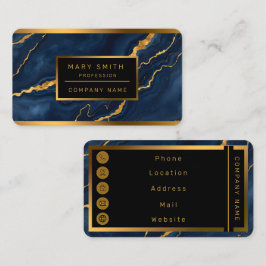 Tarjeta De Visita Colección popular de mármol azul de oro de la mari