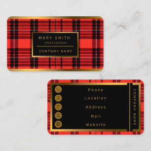 Tarjeta De Visita Colección Tartán Plaid Red Tradicional Moderna