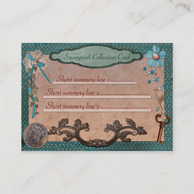 Tarjeta De Visita Colectivos Steampunk para negocios web o locales (Anverso)