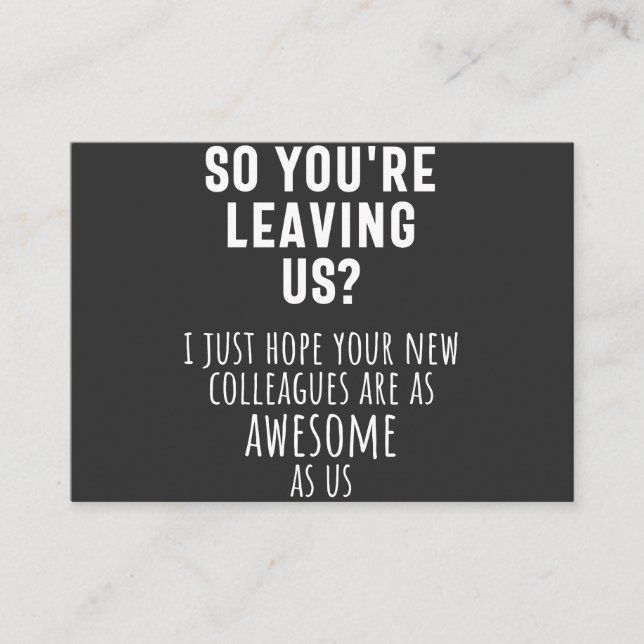 Tarjeta De Visita colega despedida, jubilación, colega, adiós, (Anverso)