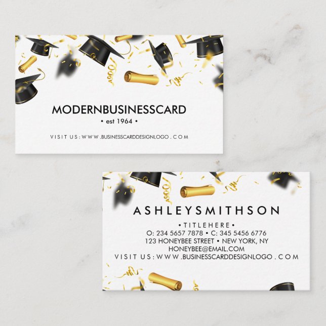 Tarjeta De Visita Colegio escolar de posgrado de Cap Grown (Anverso / Reverso)