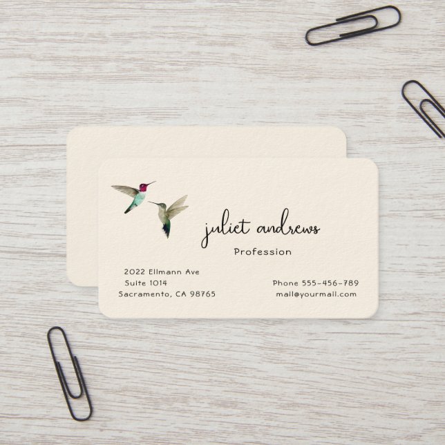 Tarjeta De Visita Colibrí (Anverso/Reverso In Situ)
