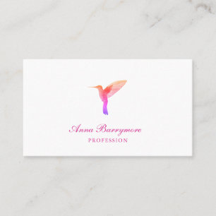 Tarjeta De Visita Colibrí Blanco Elegante