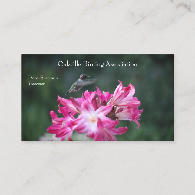 Tarjeta De Visita Colibrí con lirios de belladonna (Anverso)