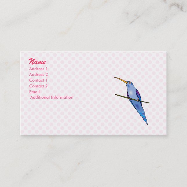 Tarjeta De Visita Colibrí de Harriot (Anverso)