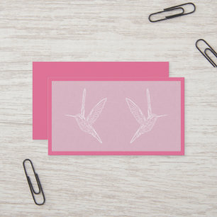 Tarjeta De Visita Colibrí rosa y blanco