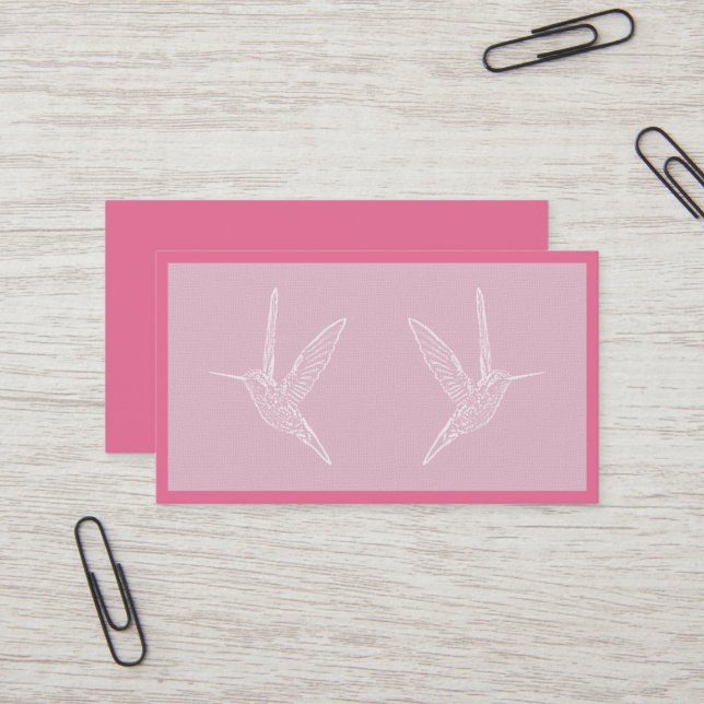 Tarjeta De Visita Colibrí rosa y blanco (Anverso/Reverso In Situ)