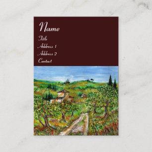 Tarjeta De Visita COLINAS VERDES, OLIVOS, PAISAJE TOSCANO, Marrón