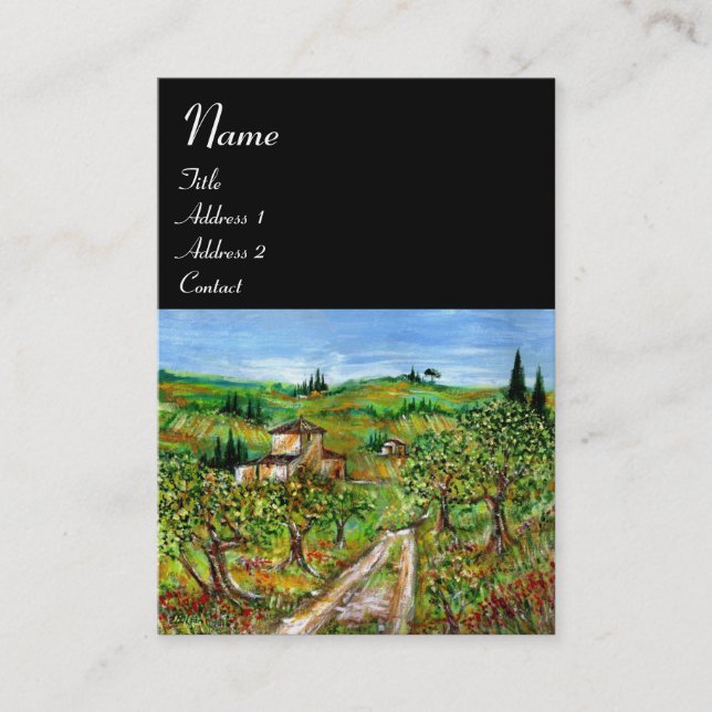 TARJETA DE VISITA COLINAS VERDES Y OLIVOS PAISAJE TOSCANO (Anverso)