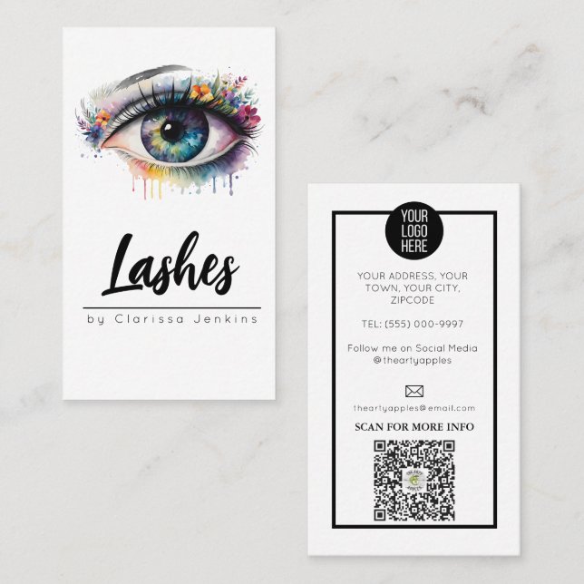 Tarjeta De Visita colirio floral Lácomios Extensiones de Eyelash (Anverso / Reverso)