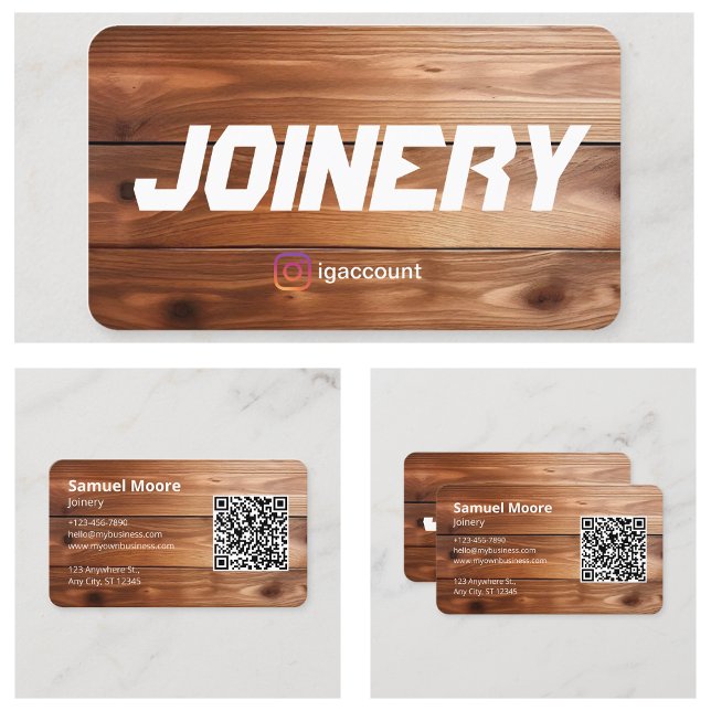 Tarjeta De Visita Colisión de madera de código QR (QR Code Woodworking Joinery Business Card
)