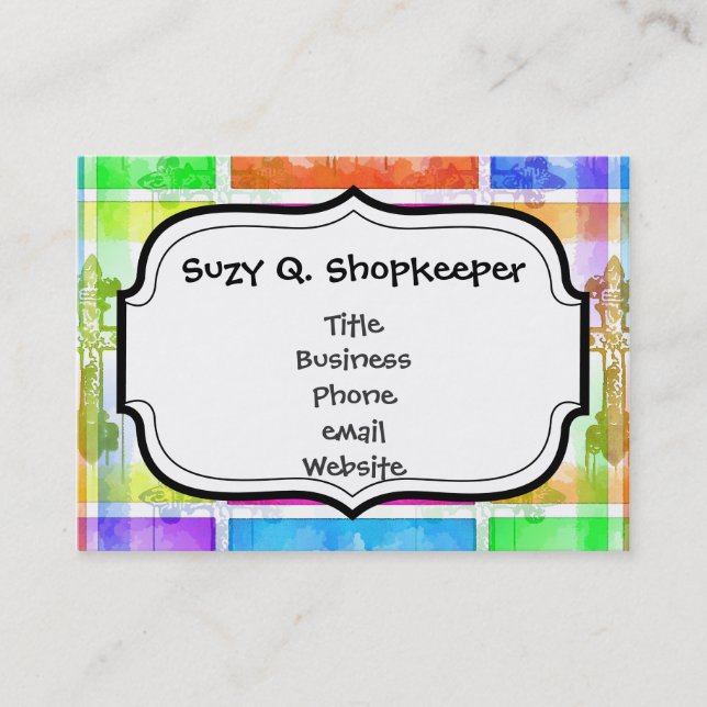 Tarjeta De Visita Collage de arte pop cristiano sobre cruces de colo (Anverso)