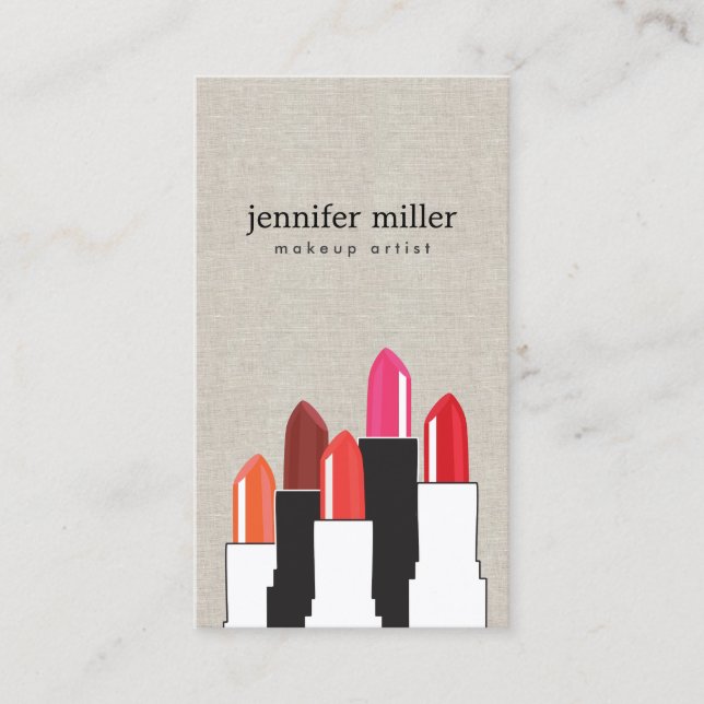 Tarjeta De Visita Collage de belleza y labios sobre línea falsa (Anverso)