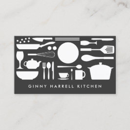 Tarjeta De Visita Collage de cocina sobre gris oscuro