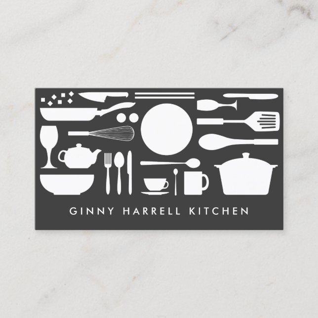 Tarjeta De Visita Collage de cocina sobre gris oscuro (Anverso)