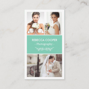 Tarjeta De Visita Collage de fotos boda Elegante Fotografía limpia