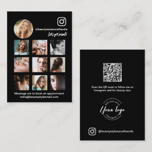 Tarjeta De Visita Collage de fotos de belleza de Instagram logo de r