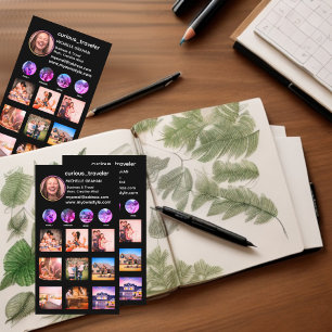 Tarjeta De Visita collage de fotos de Instagram negro de personaliza
