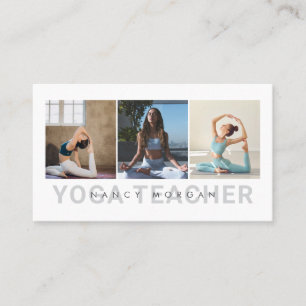 Tarjeta De Visita Collage de Fotos de Instructor de Yoga Moderno