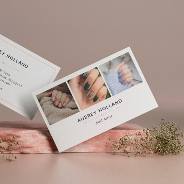 Tarjeta De Visita Collage de fotos elegante de artistas de las uñas (Subido por el creador)