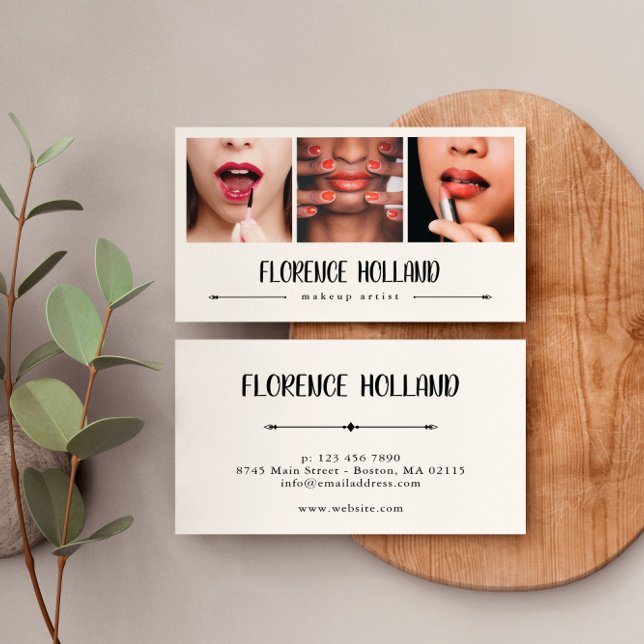 Tarjeta De Visita Collage de fotos elegante de maquillaje artístico (Subido por el creador)