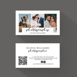 Tarjeta De Visita Collage de fotos fotográfico moderno Código QR