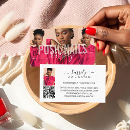 Tarjeta De Visita Collage de fotos Nombre negrita Caligrafía de guió