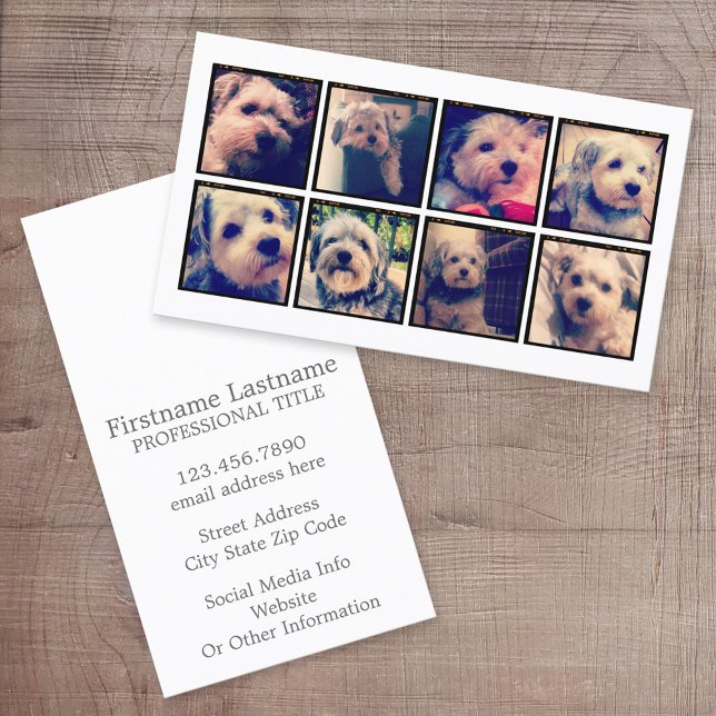Tarjeta De Visita Collage de fotos personalizado con fotos cuadradas (Custom Printed Online Business Card)