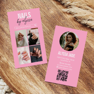 Tarjeta De Visita Collage de Fotos Rosa Moderno Instagram IG