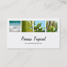 Tarjeta De Visita Collage de fotos tropical blanco elegante