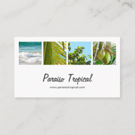 Tarjeta De Visita Collage de fotos tropical blanco elegante