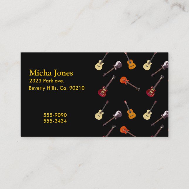 Tarjeta De Visita Collage de la guitarra acústica eléctrica y (Anverso)