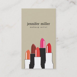 Tarjeta De Visita Collage de lápiz labial para artista de maquillaje