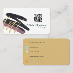 Tarjeta De Visita Collage de pinceladas modernas con código QR