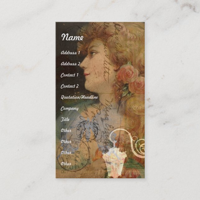 Tarjeta De Visita Collage digital Lady Vintage (Anverso)