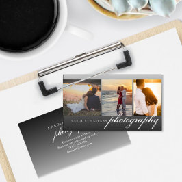 Tarjeta De Visita Collage Fotografía Ombre Negro 3-fotos