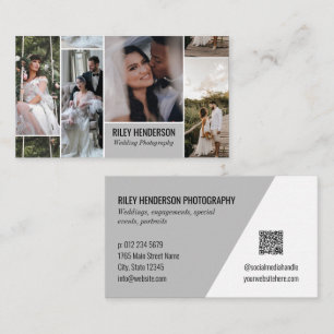 Tarjeta De Visita Collage gris Código QR Fotografía profesional