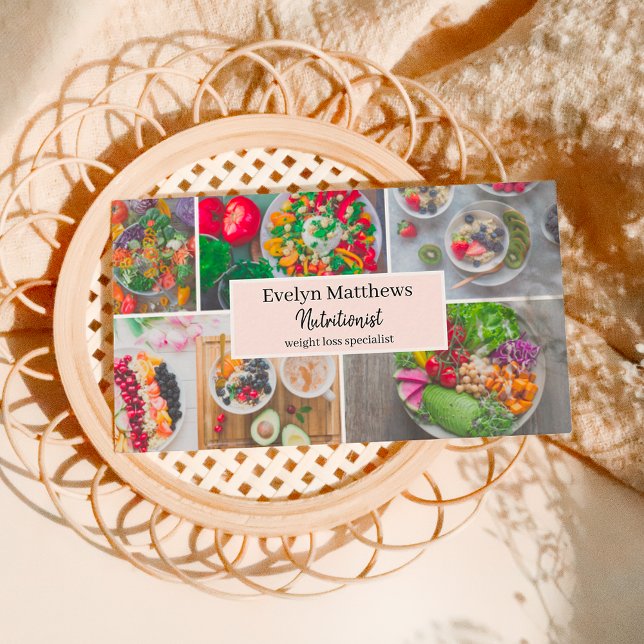 Tarjeta De Visita Collage moderno de fotos nutricionistas dietistas (Subido por el creador)