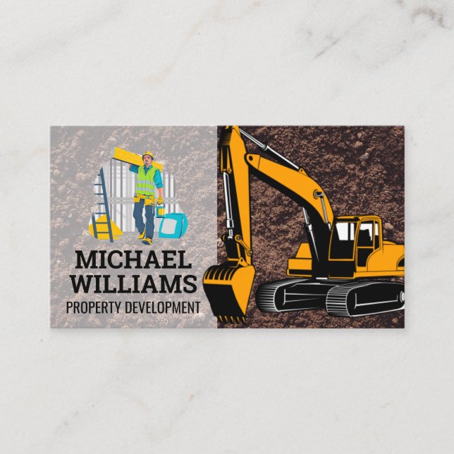 Tarjeta De Visita Collar azul de construcción | Vehículo del Macizo  (Anverso)