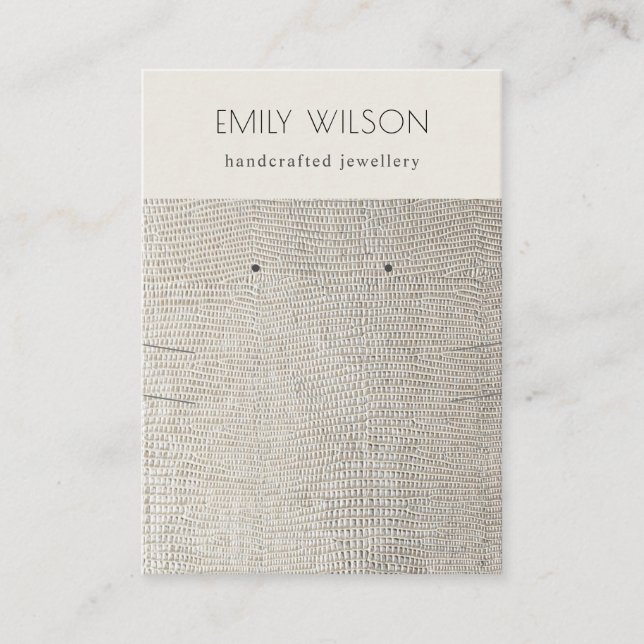 Tarjeta De Visita Collar de cuero de perla plateado (Anverso)