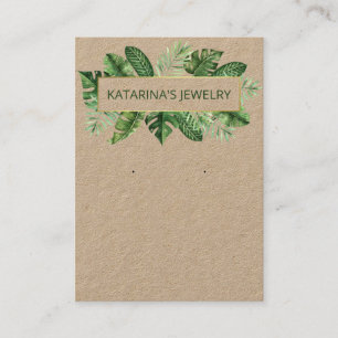 Tarjeta De Visita Collar de hojas tropicales de Kraft y exposición d