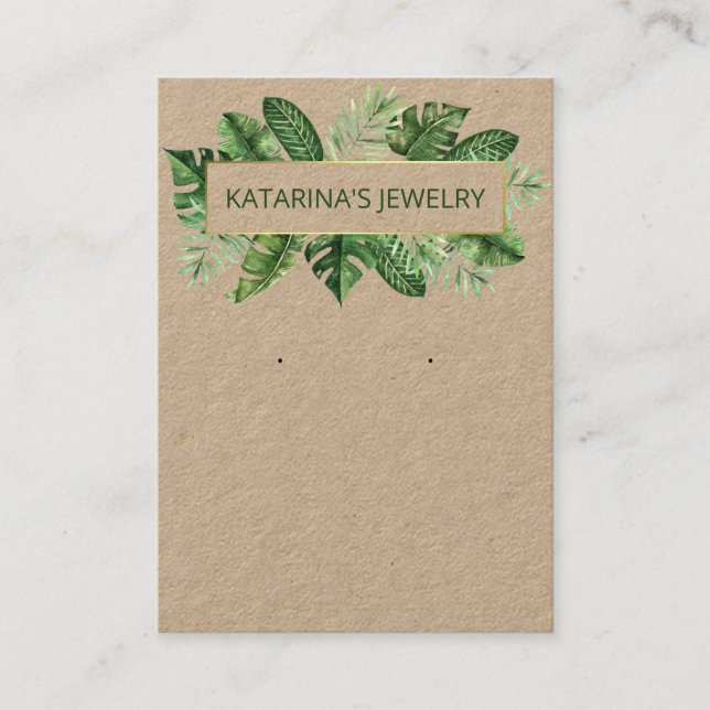 Tarjeta De Visita Collar de las hojas tropicales de Kraft (Anverso)