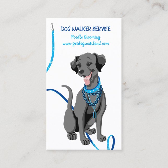 Tarjeta De Visita Collar para Perro Paseador (Anverso)