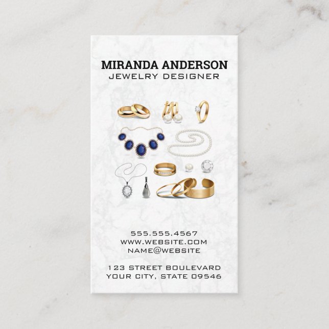 Tarjeta De Visita Collares, anillos, carnes (Anverso)