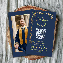 Tarjeta De Visita College fund Navy Blue & Gold Medical graduation